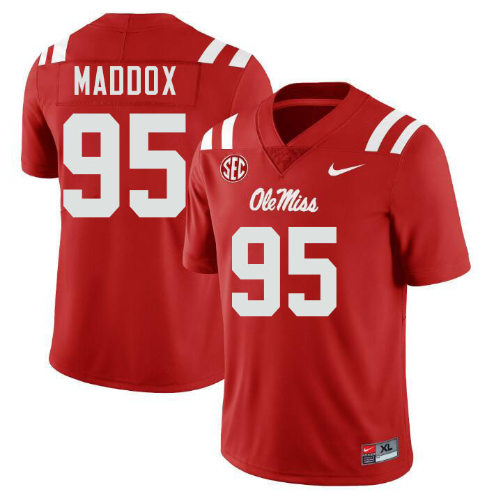 Ole Miss Rebels #95 Andrew Maddox College Football Jerseys Stitched-Red